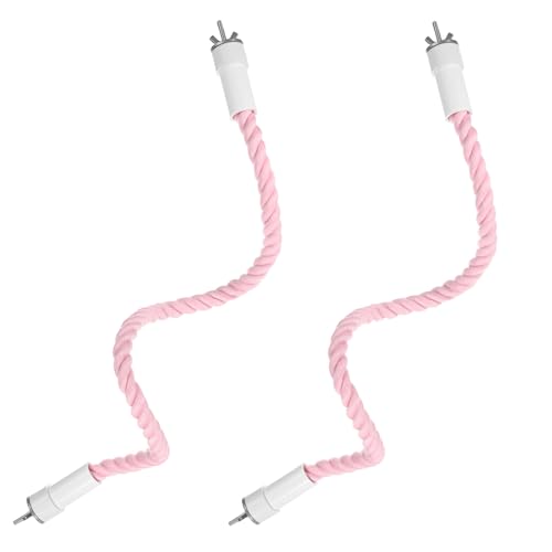 2 Pack Rope Perches for Bird Cages (Pink / 23.6 in)