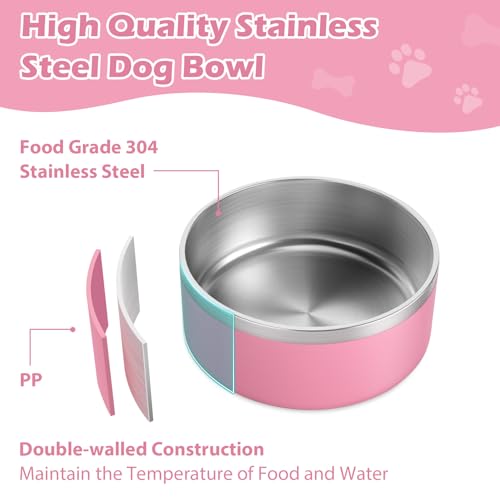 Stainless Steel Dog Bowls (Large / pink)