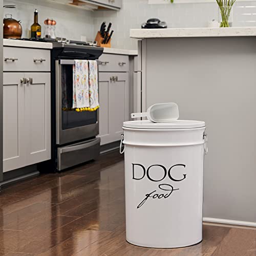 Classic White Dog Food Storage Canister (White)