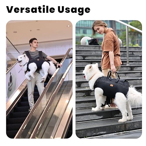 Dog Lift Harness Backpack Carrier for Large Dogs (Black XX-Large 50-66 LBS)