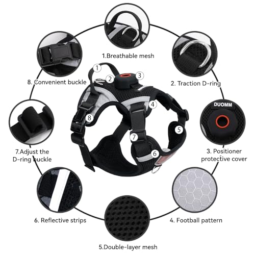 Harness Leash Set with AirTag Holder for Large Cat & Puppy (Black (Holder for Airtag) / XL)