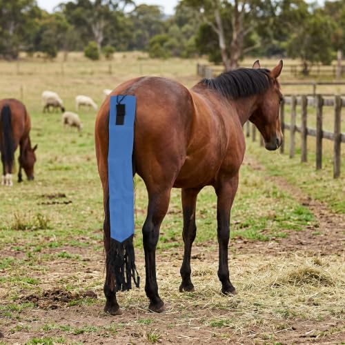 Non Woven Horse Tail Bag Breathable Protection for Braided Tails Keep and with Adjustable Drawstring for Equestrian Tack Storage (Blue)
