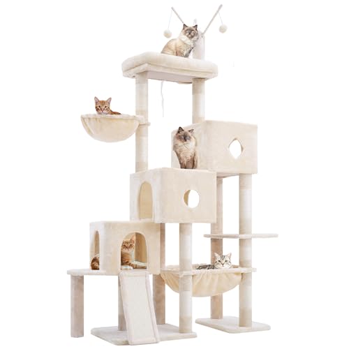 Cat Tree Tower with 3 Condos (74.8 inches / Beige)