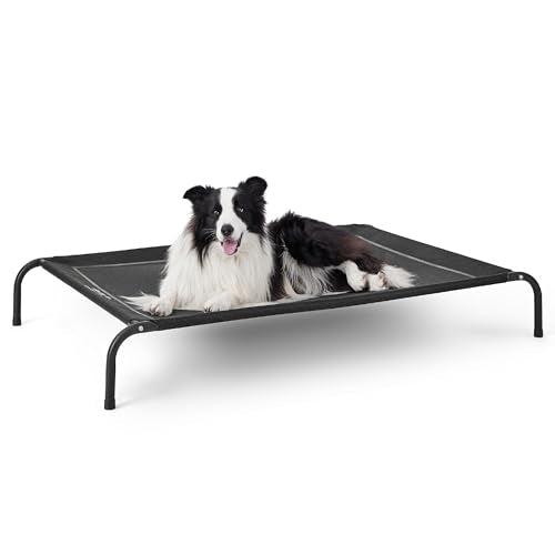 Outdoor Elevated Cooling Dog Bed Large Sized Dog (Black / 49"L x 31.5"W x 8"Th)