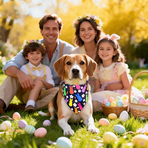 Easter Dog Bandana for Small Medium Dogs (Easter - Navy blue / Small)