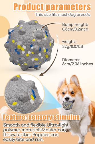 2.36'' Dog Balls for Dogs Aggressive Chewers Indestructible Tennis Durable Bouncy Interactive Dog Toy Balls for Fetch Game Floating Training (Grey-Medium)