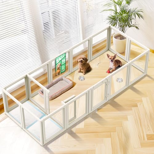 AuraSpace Clear Acrylic Indoor Dog Playpen (White / 24"H)