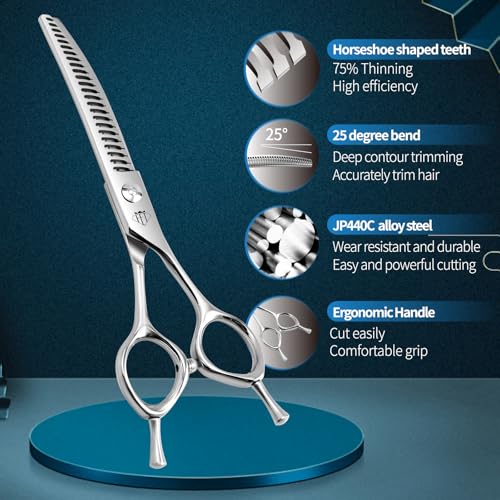 FENICE Professional Pet Grooming Scissors (Curved Chunker / 6.5 inch)