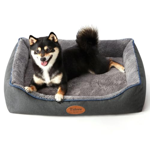 Orthopedic Dog Bed Medium Size Dog (26.4"L x 21.7"W x 6.2"Th / Dark Grey-Velvet)