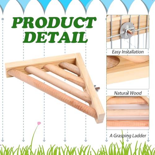 3 Pcs Bird Perch Platform Bird Corner Parrot Perch Corner Wooden Stand Sector Playground Cage Accessories Shelf for Parakeet Conure Cockatiel Budgie Gerbil Rat (7.1 x 7.1 Inch / Ladder)