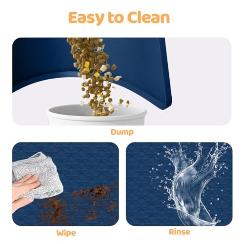 Dog Food Mat 51''x25.6'' Extra Large Dog Mat for Food and Water (51"L x 25.6"W / Blue)