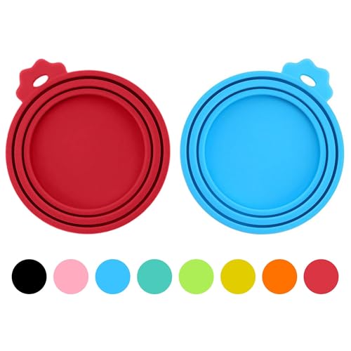 2 Pack Pet Food Cans Lids (Red/Blue)