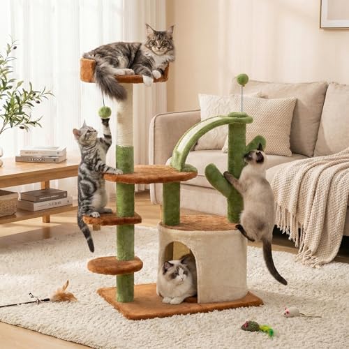 Cactus Cat Tree for Indoor Cats (Brown-1)