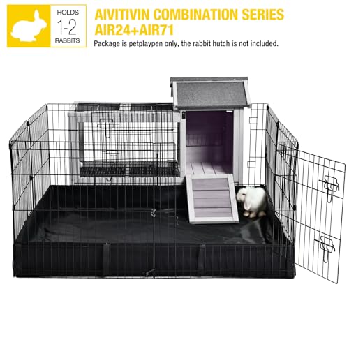 Rabbit Pen Indoor Bunny Pet Playpen Large Guinea Pig Outdoor Exercise Run Pet Enclosure (Black / 30" x 22.8" x 28.6")
