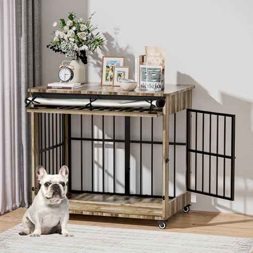 38" Dog Crate Furniture (Greige / 38.6"L x 25.6"W x 33.1"H)