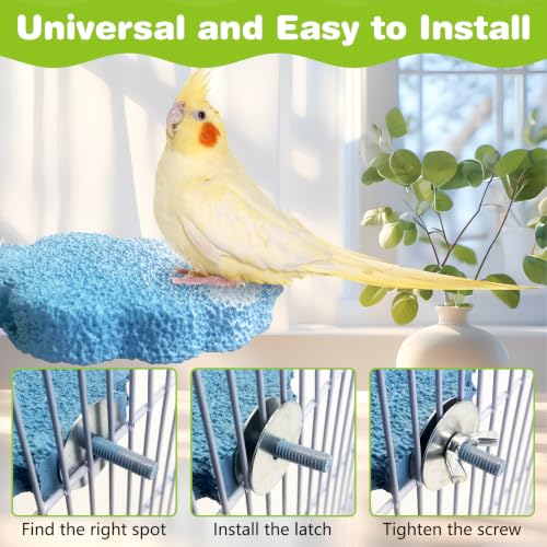 3PCS Bird Beak Grinding Stone Resin Bird Perch Stand Grinding Claw Birds Cage Perch Parrot Climbing Chewing Toys Parakeet Cage Accessories for Budgies Cockatiels Conures