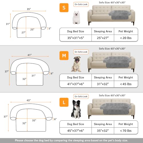 Calming Dog Bed Fluffy Plush Dog Mat for Furniture Protector with Removable Washable Cover for Large Medium Small Dogs and Cats (Grey / 41.0"L x 37.0"W x 6.0"Th)