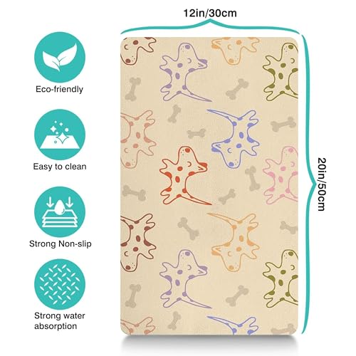 Pet Feeding Mat for Floors Waterproof Dog Mat for Food and Water Absorbent Quick Dry Non Slip mat for Cat Bowls (20"L x 12"W / Yellow)
