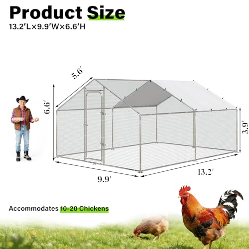 Metal Chicken Runs for Yard (158.4"L x 118.1"W x 76.8"H)
