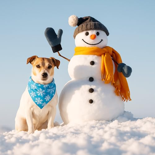 50 Pcs Winter Bandanas Bulk for Dogs Snowflake Cats Bandanas Charm Soft Triangle Bibs Adjustable Scarf for Small Medium Large Pets Winter Costume (Winter / 25.6 x 17.7 x 17.7 Inch)