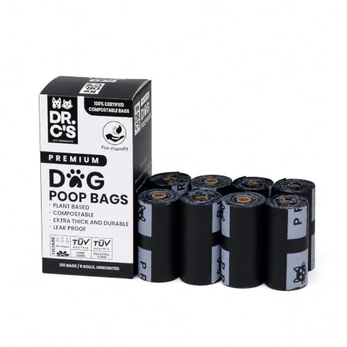 100% Certified Compostable Dog Poop Bags (120 Bags)