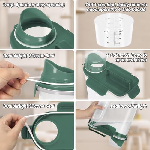 5 7lbs Cat Dog Storage Container Portable with Upgraded Large Spout and Cup (Royal Green / 5L-2pack)