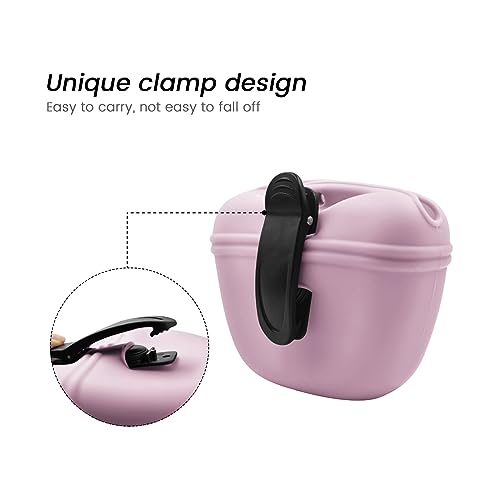 Silicone Dog Treat Pouch with Clicker Magnetic Closure Secure Clip (1 Pack / Peach Pink)