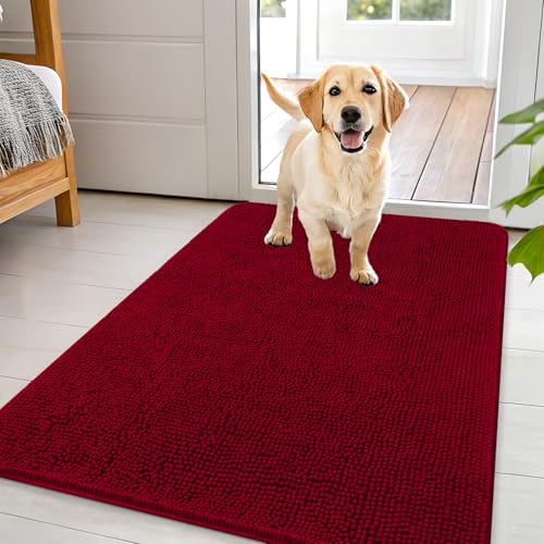Dog Door Mat for Muddy Paws 44x32 (Red / 44" X 32")