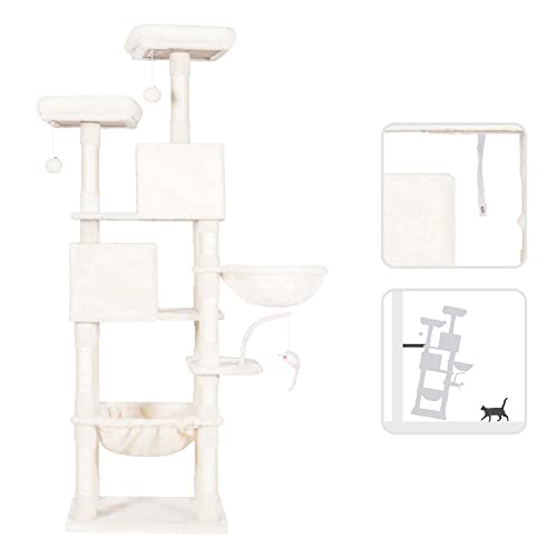 Cat Tree 70 inches Tall Cat Tower for Indoor Large Cats HCT032M (Beige / 70.08 inch)