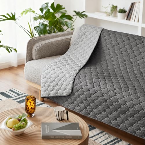 Waterproof Pet Blanket for Bed (68x82 Inch (Pack of 1) / Dark Grey/Light Grey)