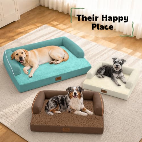 Orthopedic XL Dog Bed with Bolster for Extra Large Size Dogs (42.0"L x 30.0"W x 8.0"Th / Aqua Blue)