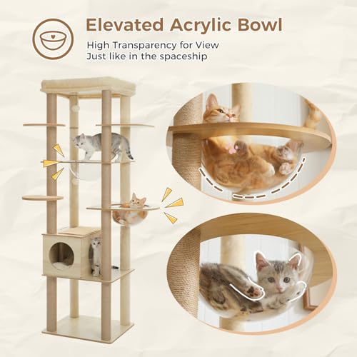 71'' Cat Tree (Beige / XXL(21"L x 19"W x 71"H))