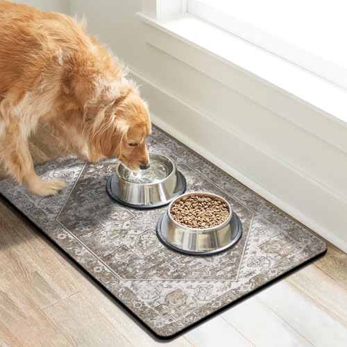 Dog Food Mats for Floors (Brown / Xl(24"×32"))