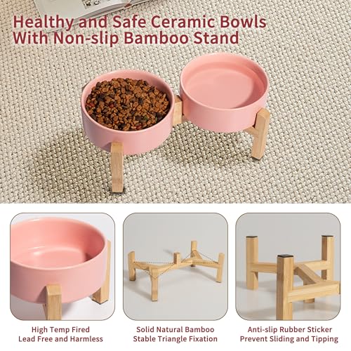 Elevated Ceramic Dog Bowl (Pink / Small)