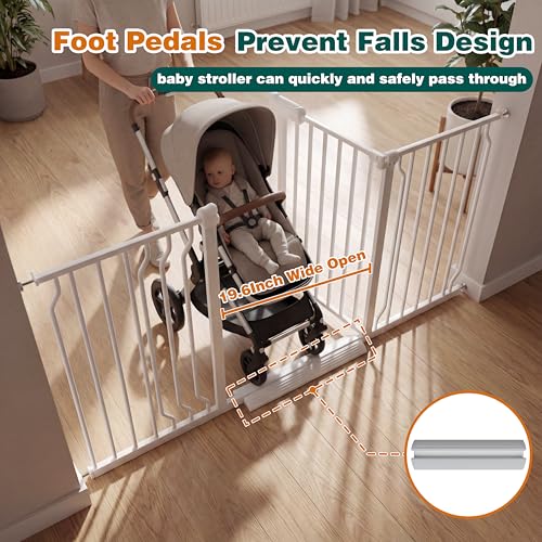 52.76 62.2 Inch Extra Wide Baby Gate Pressure Mounted for Doorways (White / 52.76"-62.2")