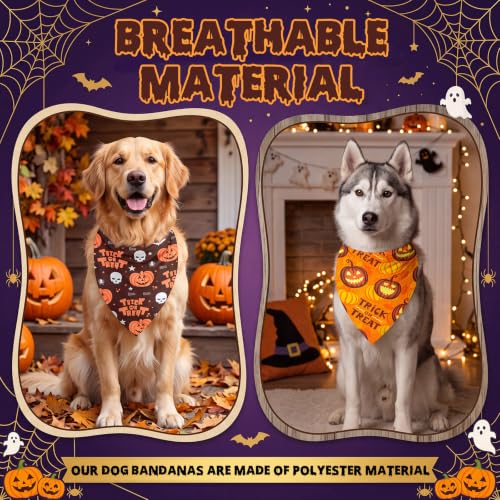 50 Pcs Halloween Dog Bandanas Bulk for Charm Large Pets (Pumpkin Pattern / 31.5 x 21.7 x21.7 Inch)
