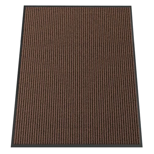 Indoor Outdoor Door Mat (Brown Striped / 3' x 4' (Rectangular))