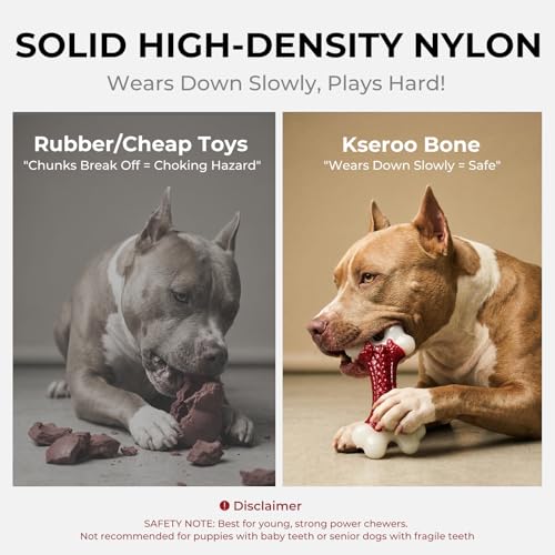 2 Pack Dog Toys for Aggressive Chewers Medium (2PC-Beef-Red)