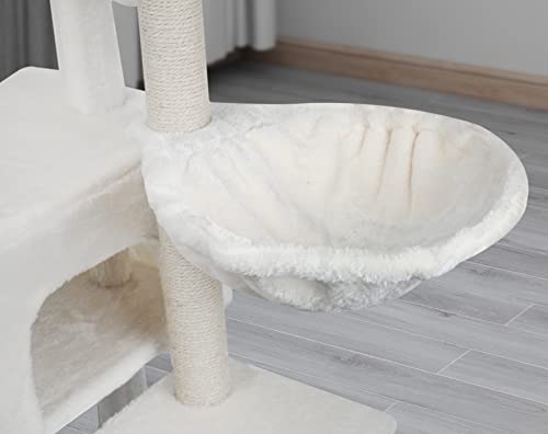 Cat Tree Has Scratching Toy with A Ball Activity Centre Cat Tower Furniture Jute (Beige / 36.6'')