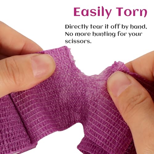 24 Rolls Elastic Self Adhesive Bandage Wrap 2 Inch (2 Inch-24 Count Purple)