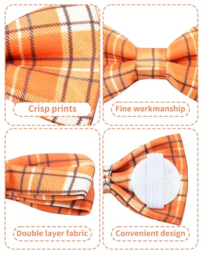 10 Pack Plaid Dog Bowties for Small Dogs Sliding on Collar (S/M)