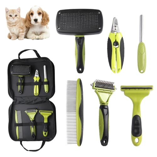 6 PCS Dog and Cat Grooming Kit (Green)