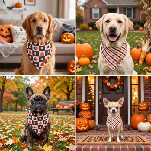 Halloween Dog Bandanas (Large / Halloween Checker)