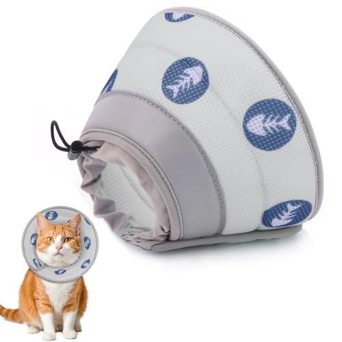 Cat Cone Collar Soft Elizabethan Collar for Surgery Recovery (Grey / S (Neck 5"-7"))