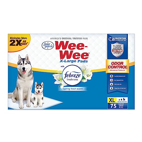 Wee Wee Odor Control with Febreze Freshness Pee Pads for Dogs & Puppies (75 Count)