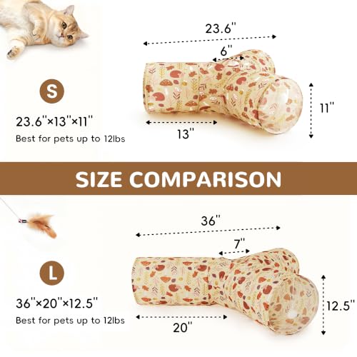 Cat Tunnel, 3-Way Collapsible Toy, Large Size Khaki Hedgehog (Khaki hedgehog / Large)