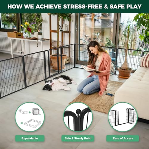 Homeplus Indoor Dog Playpen (Black / 32"H)
