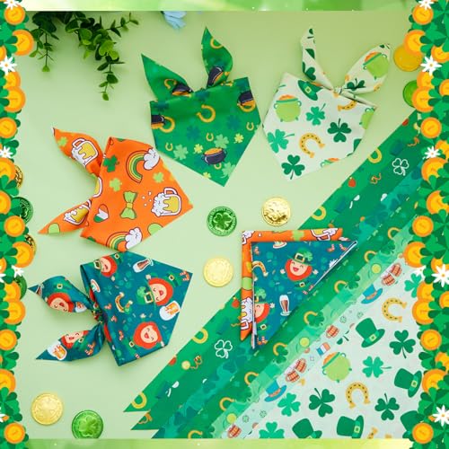 50 Pcs St Patrick's Day Dog Bandanas Bulk Green Shamrocks Bandanas for Dogs Triangle Kerchief Bibs Scarf for Pet Irish Costume Photo Props Pet Shops Groomer (St Patricks Day / 19.7 x 13.8 x 13.8'')
