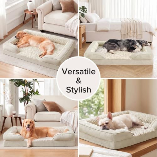 Jumbo Orthopedic Dog Bed for Extra Large Dogs (Beige / XL-PLUS (45"x 32"x 7.5"))