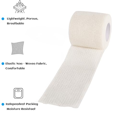 36 Rolls Elastic Self Adhesive Bandage Wrap 2 Inch (2 Inch-36 Count White)